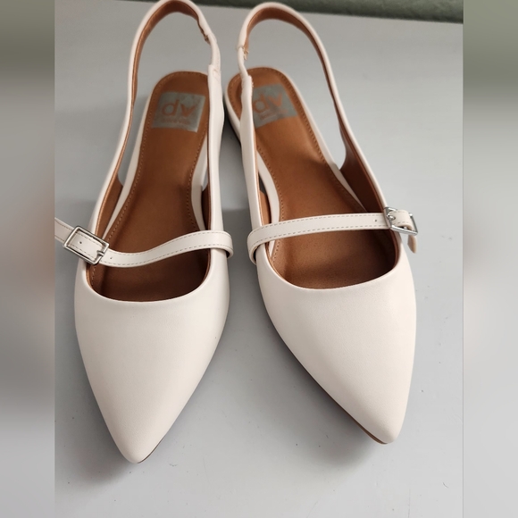 DOLCE VITA Mary Jane White Slingback Pointed Toe Flats Size 7 - Picture 1 of 4